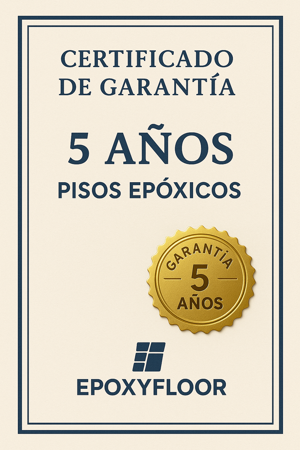 Certificado de Garantía EpoxyFloor 5 Años